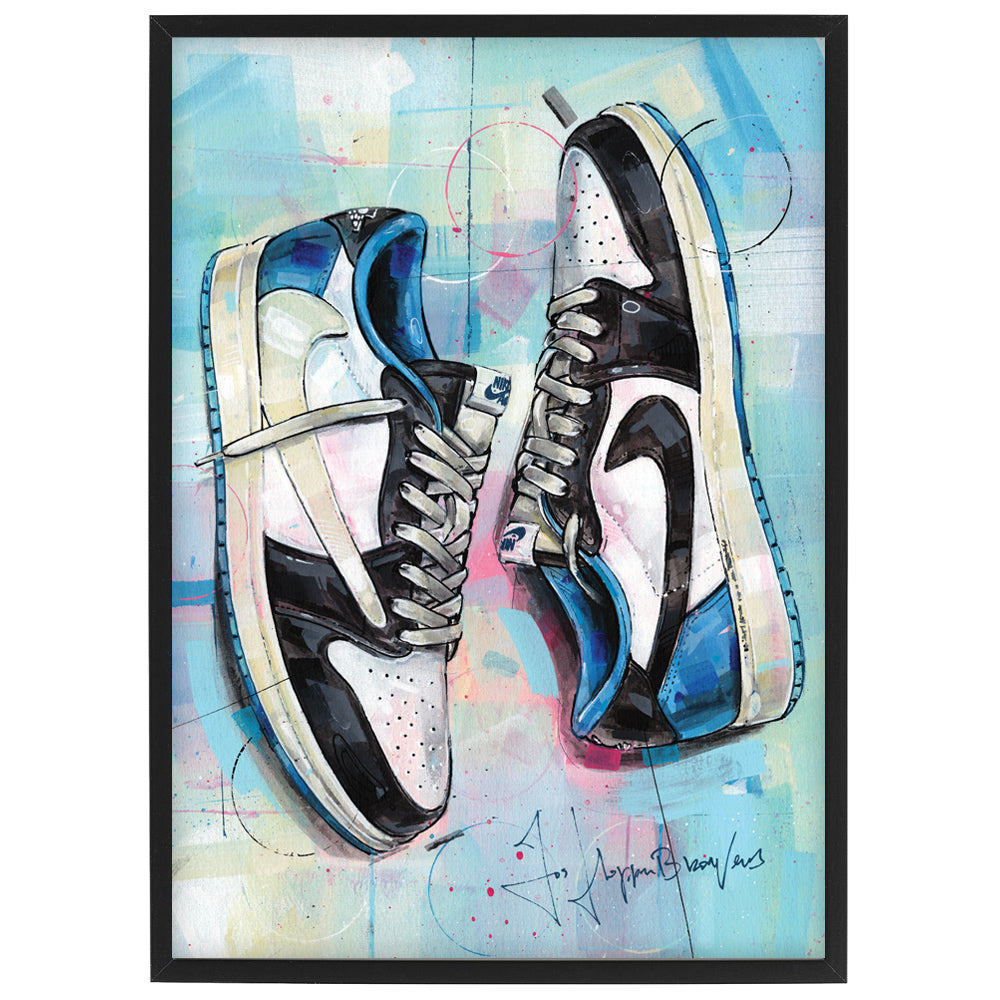 Nike Air Jordan 1 fragment low Druck 29,7x42 cm (A3) - gerahmt und signiert