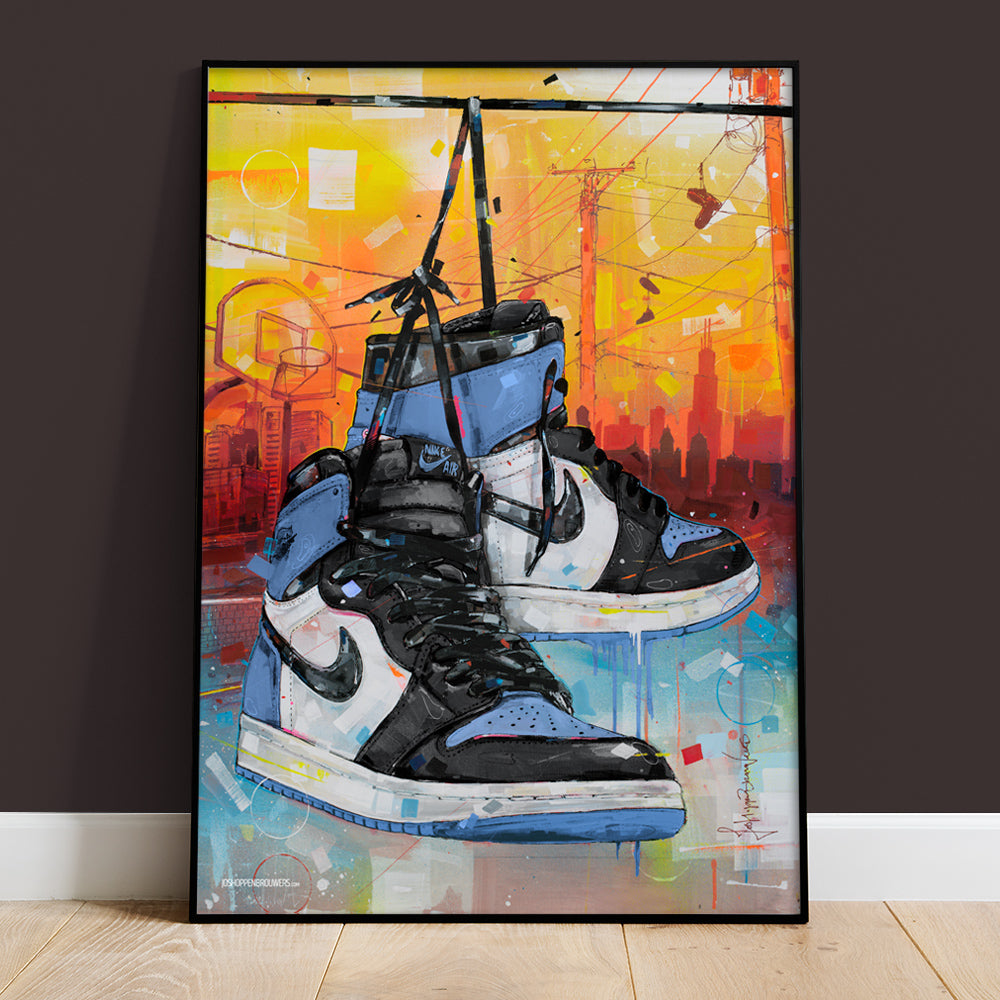 Nike Air Jordan 1 powerlines UNC Toe imprimé 50x70 cm