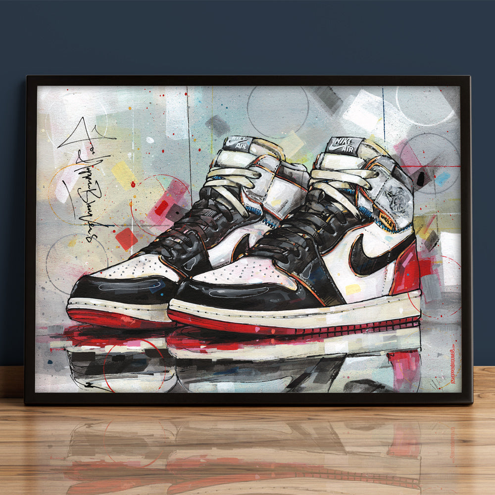 Nike Air Jordan 1 Union LA black toe imprimé 70x50 cm