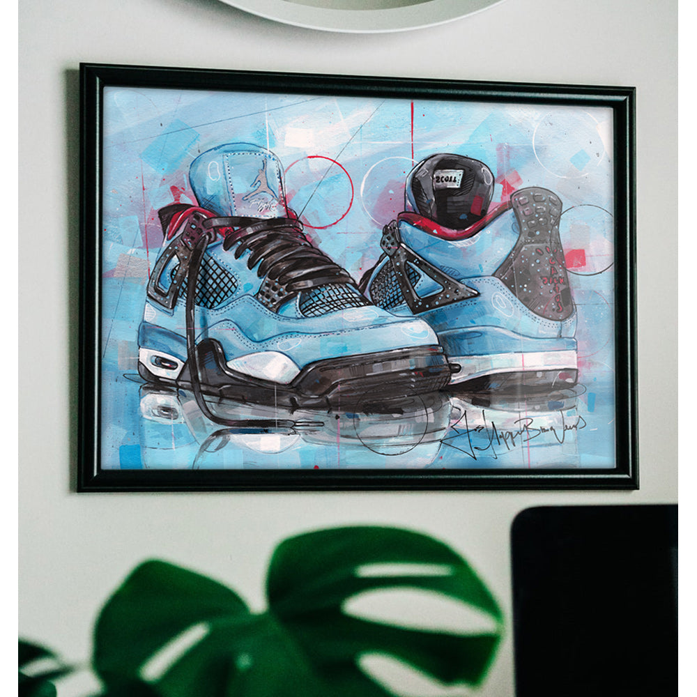 Nike Air Jordan 4 Cactus Jack peinture 40x30 cm