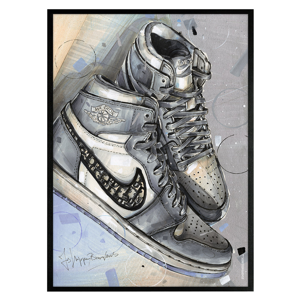 Nike Air Jordan 1 full colour print 50x70 cm - framed & signed