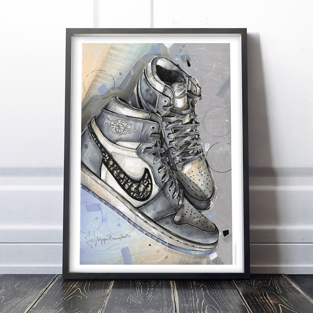 Nike Air Jordan 1 estampado 50x70 cm - enmarcado y firmado