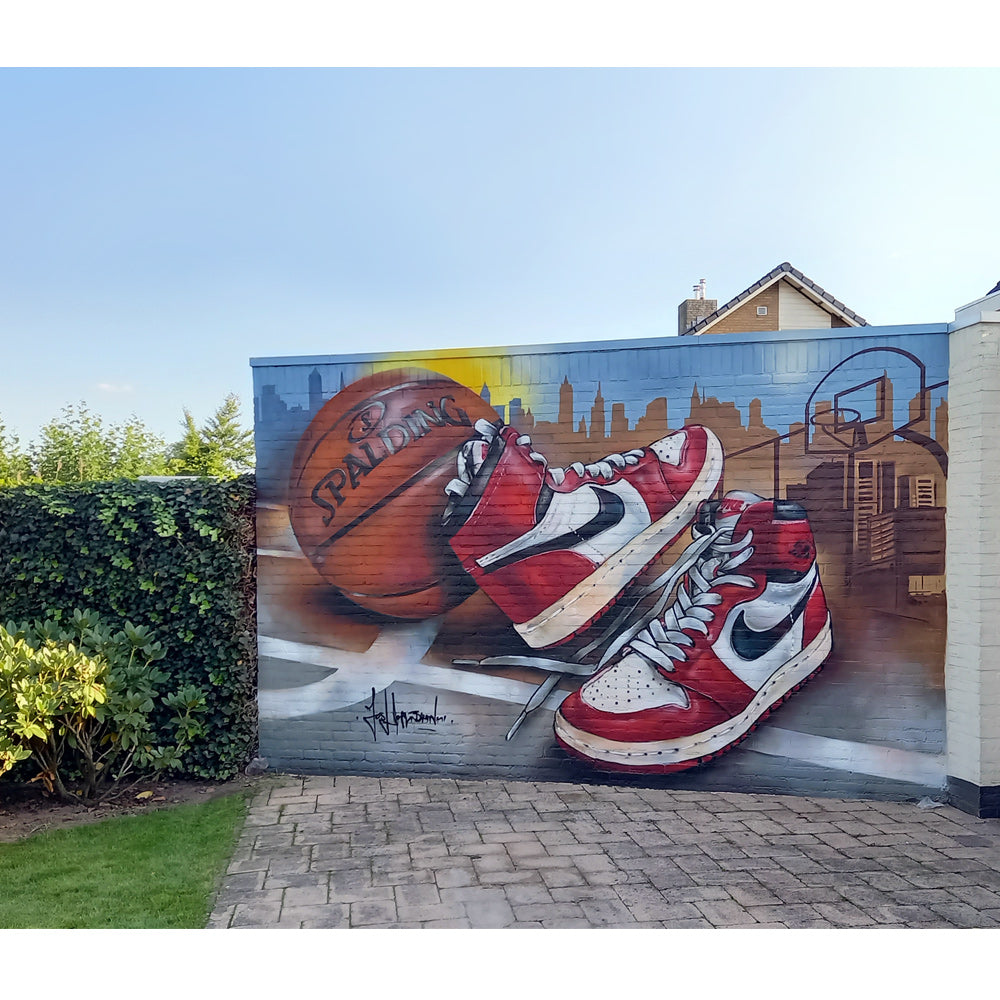 Nike Air Jordan 1 basketball graffiti Chicago Druck 70x50 cm - gerahmt und signiert