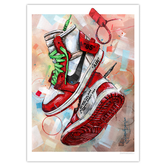 Nike Air Jordan 1 Off White Chicago - green laces print