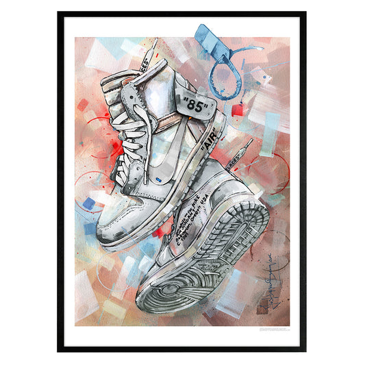 Nike Air Jordan 1 Off White white print 50x70 cm - ingelijst & gesigneerd