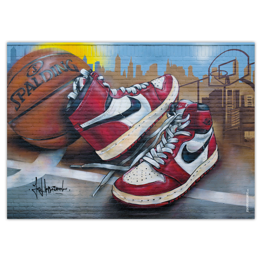 Nike Air Jordan 1 basketball graffiti Chicago estampado 70x50 cm