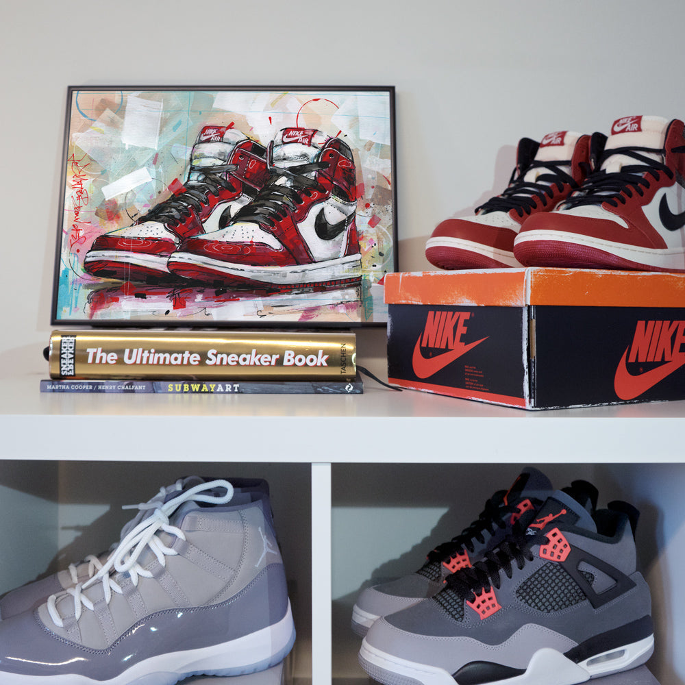 Nike Air Jordan 1 retro high Chicago print 42x29,7 cm (A3) - framed & signed