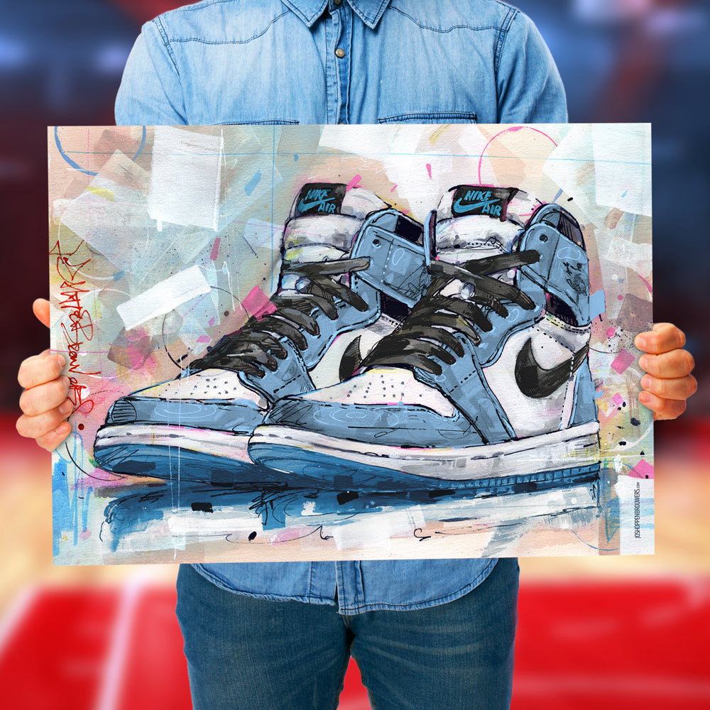 Nike Air Jordan 1 retro high university blue print 70x50 cm