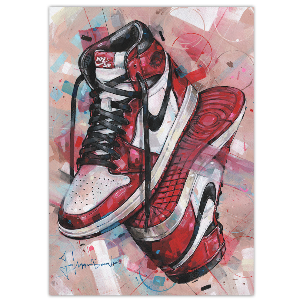 Nike Air Jordan 1 upside down Chicago estampado 29,7x42 cm (A3)