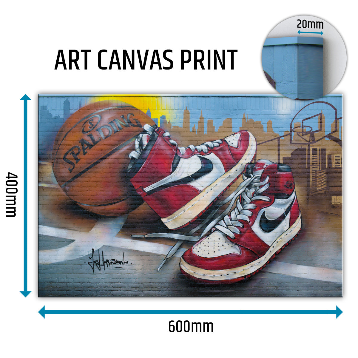 Nike Air Jordan 1 basketball graffiti Chicago toile 60x40 cm