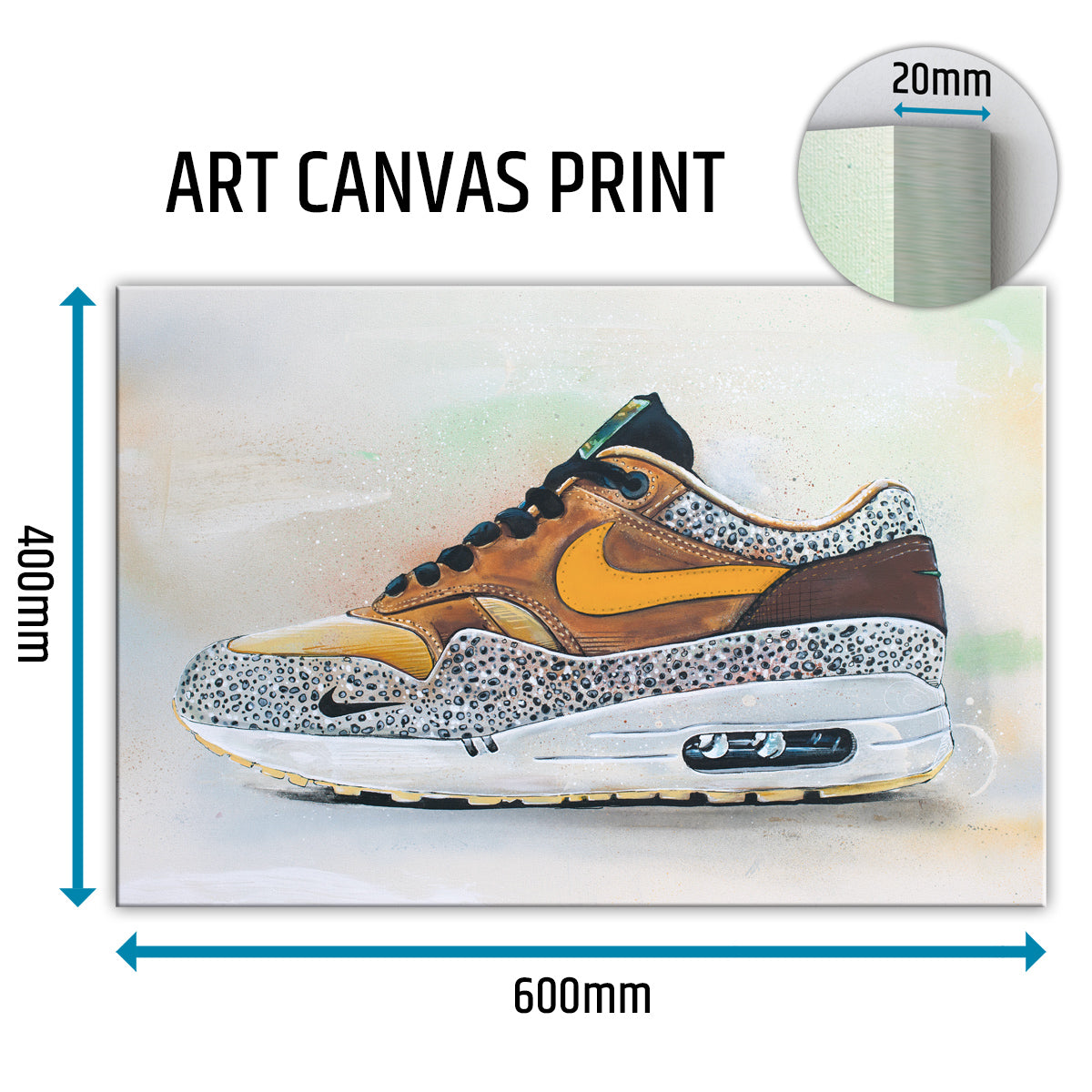 Nike Air Max 1 atmos safari orange canvas 60x40 cm