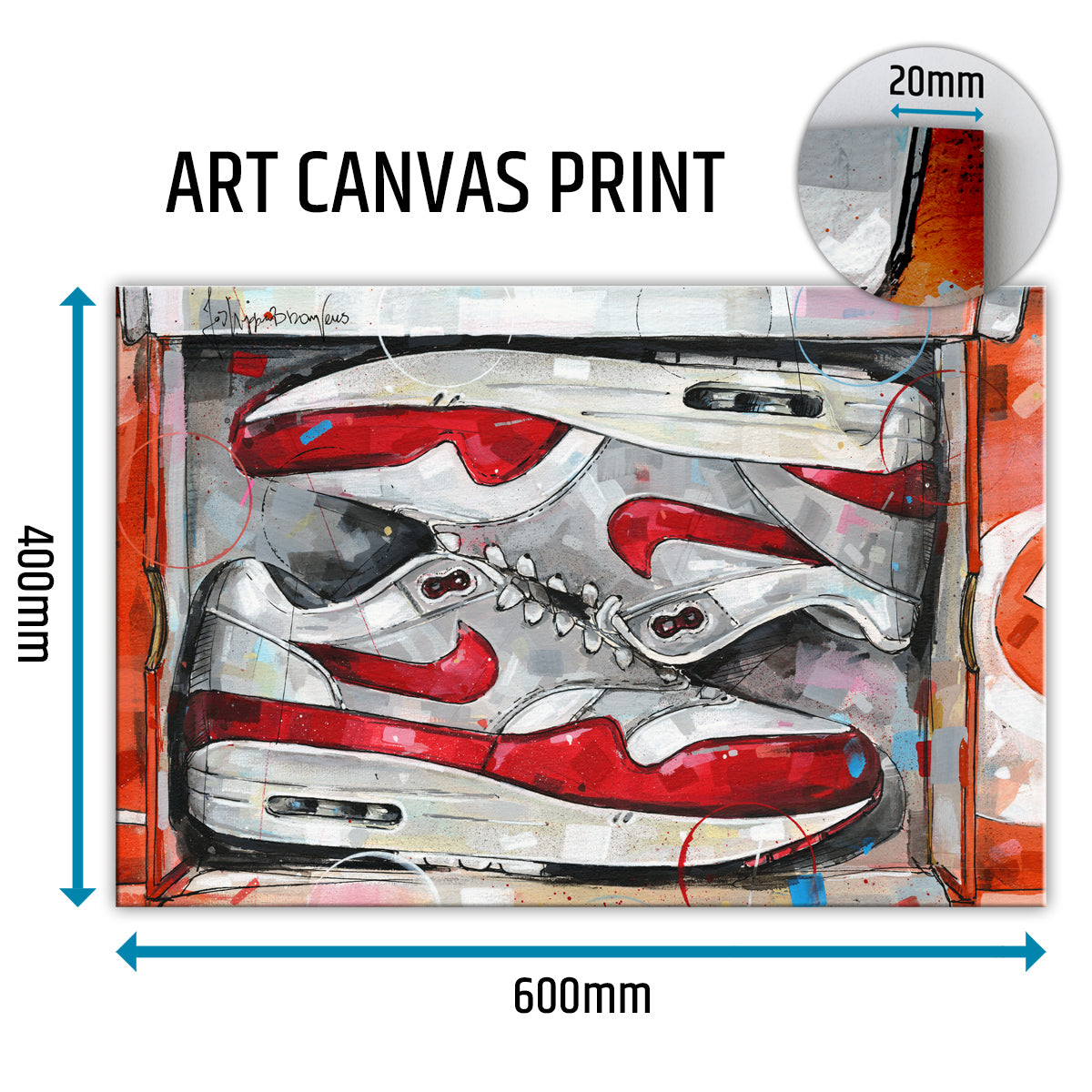 Nike Air Max 1 shoebox OG red Leinwand 60x40 cm