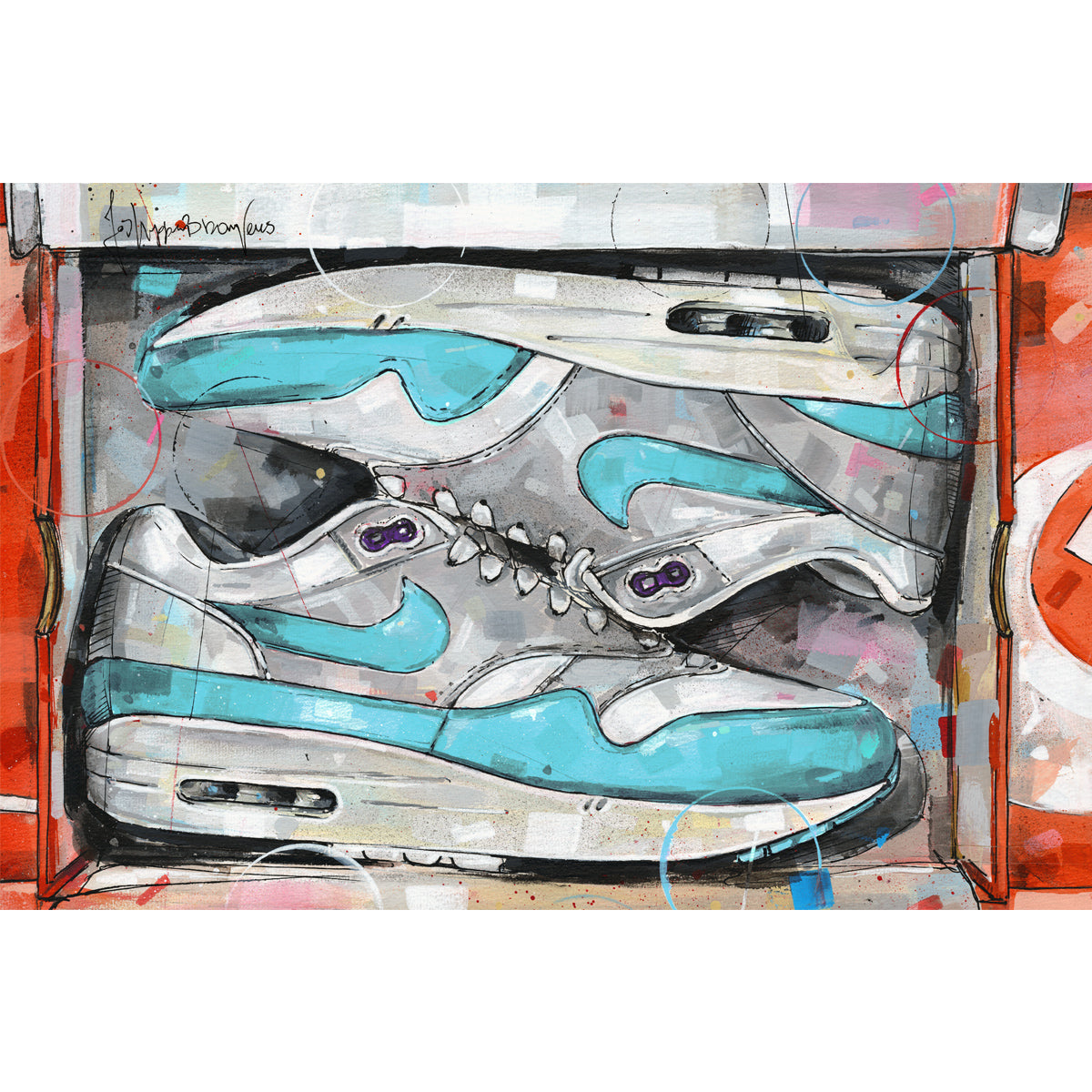 Nike Air Max 1 shoebox OG aqua purple canvas 60x40 cm