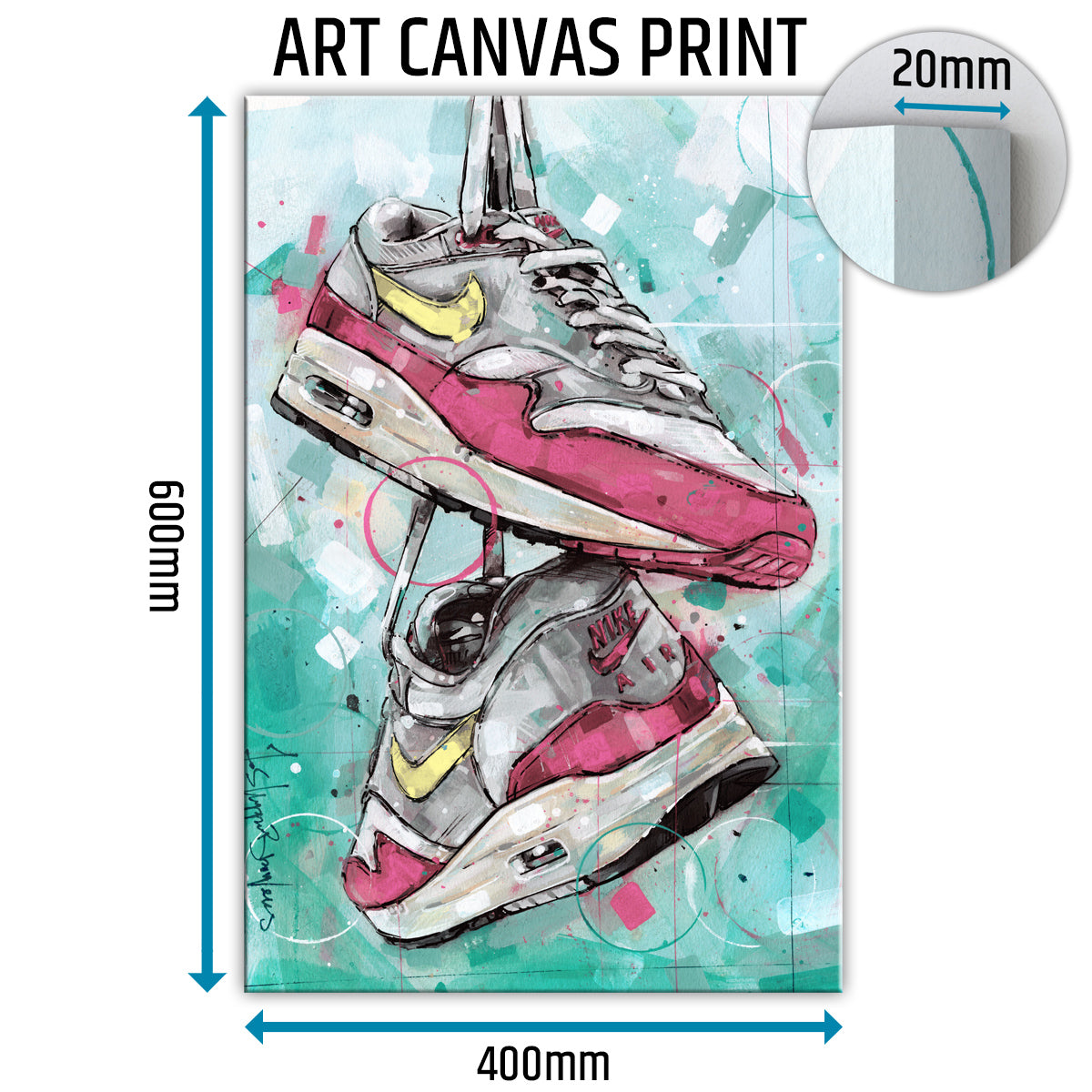 Nike Air Max 1 pink canvas 40x60 cm