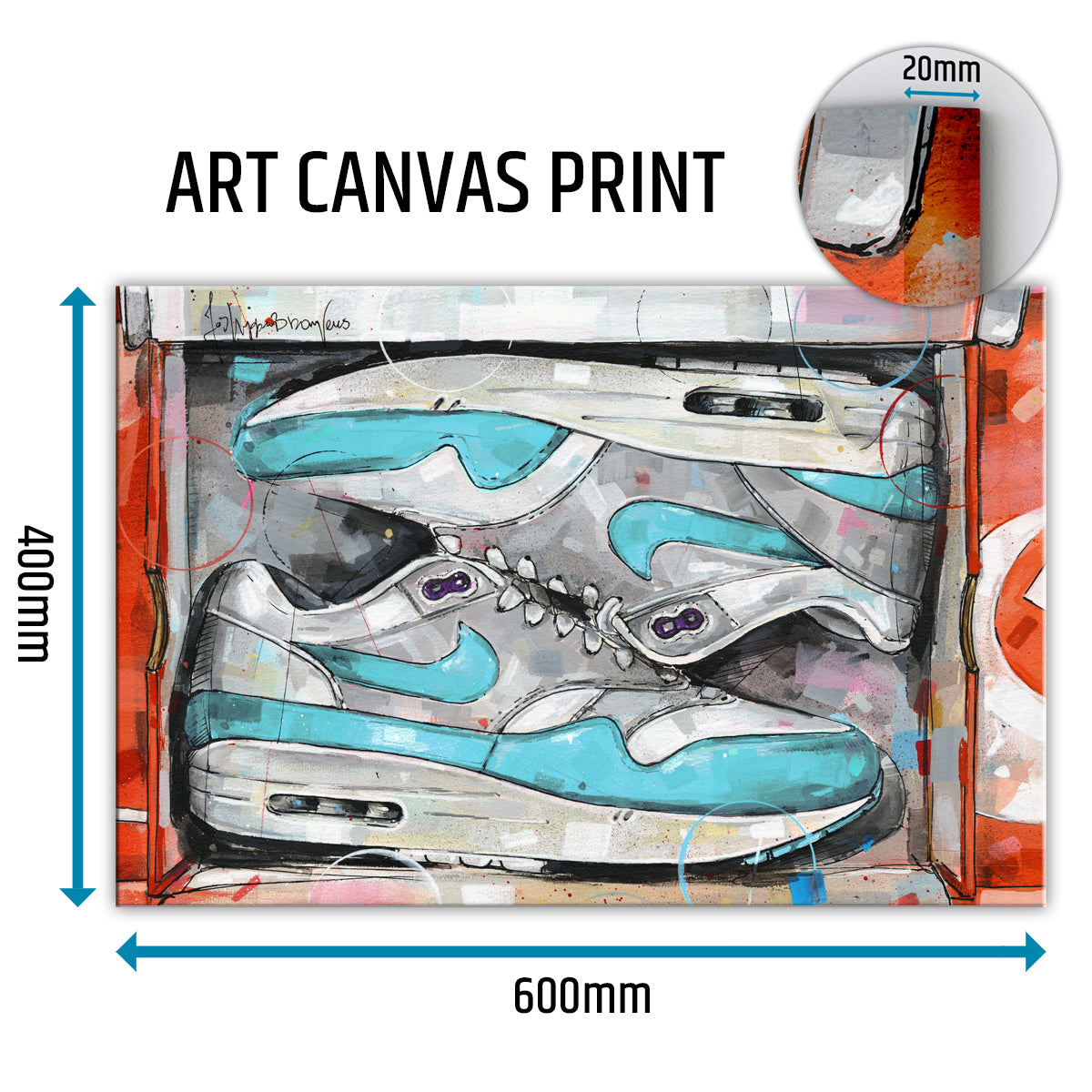 Nike Air Max 1 shoebox OG aqua purple canvas 60x40 cm