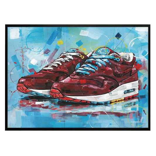 Nike Air Max 1 Parra cherrywood Druck 70x50 cm - gerahmt und signiert