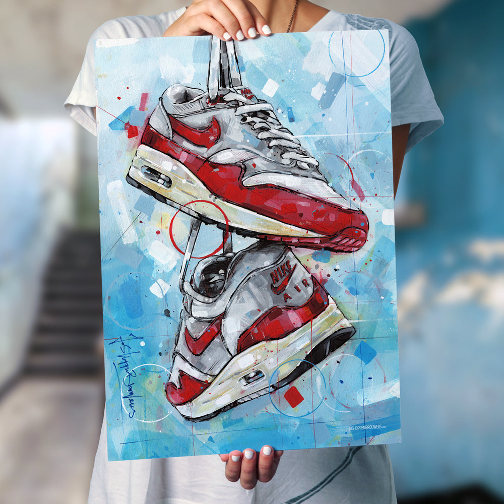 Nike Air Max 1 OG red estampado 50x70 cm