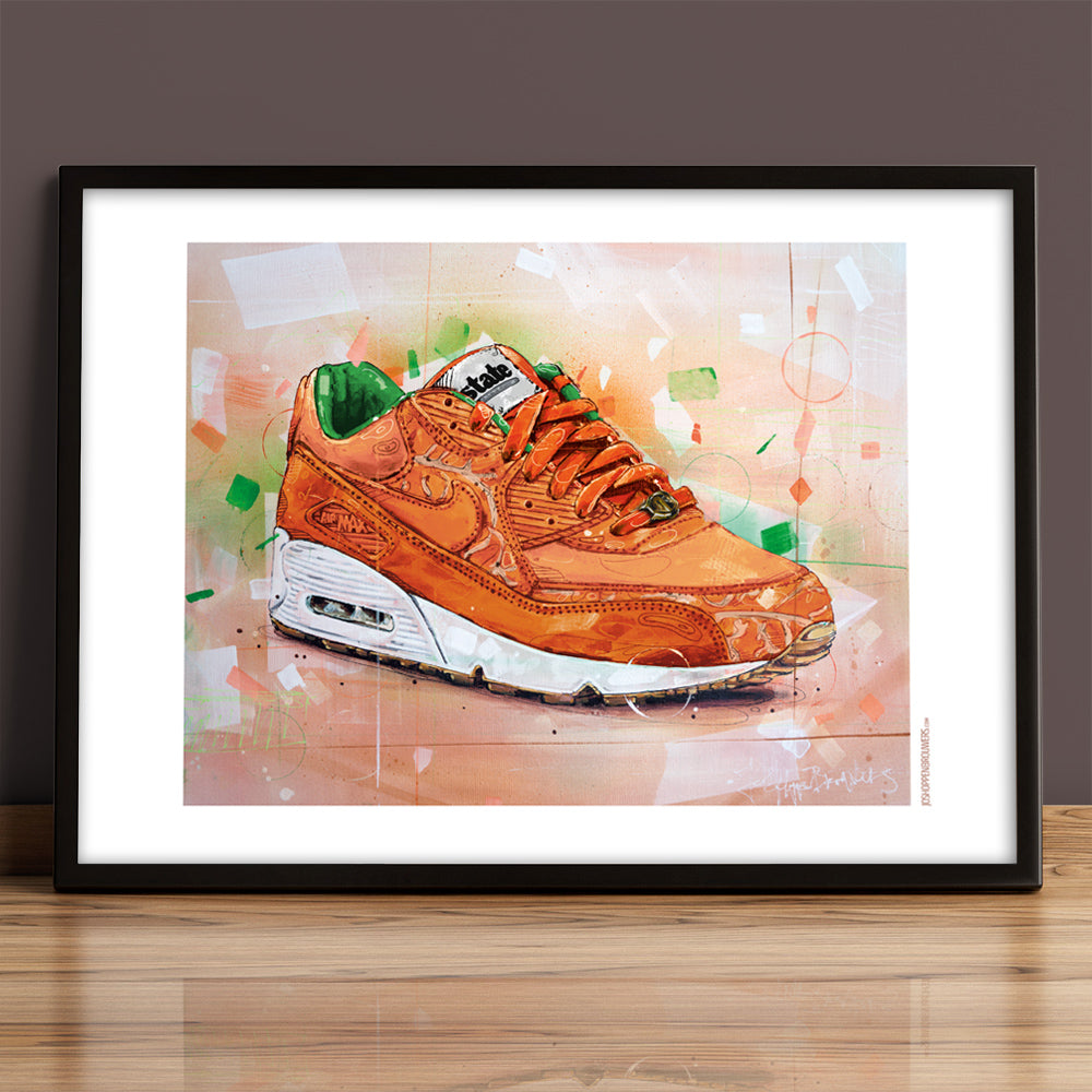 Nike Air Max 90 Homegrown state magazine print 70x50 cm - framed & signed