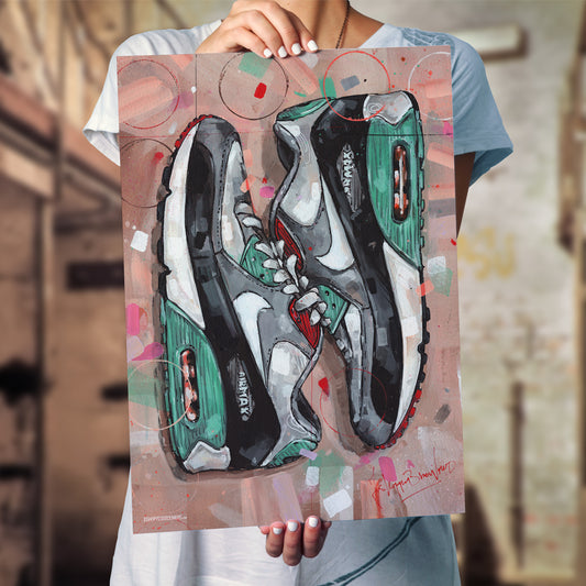 Nike Air Max 90 sideways green Druck 50x70 cm