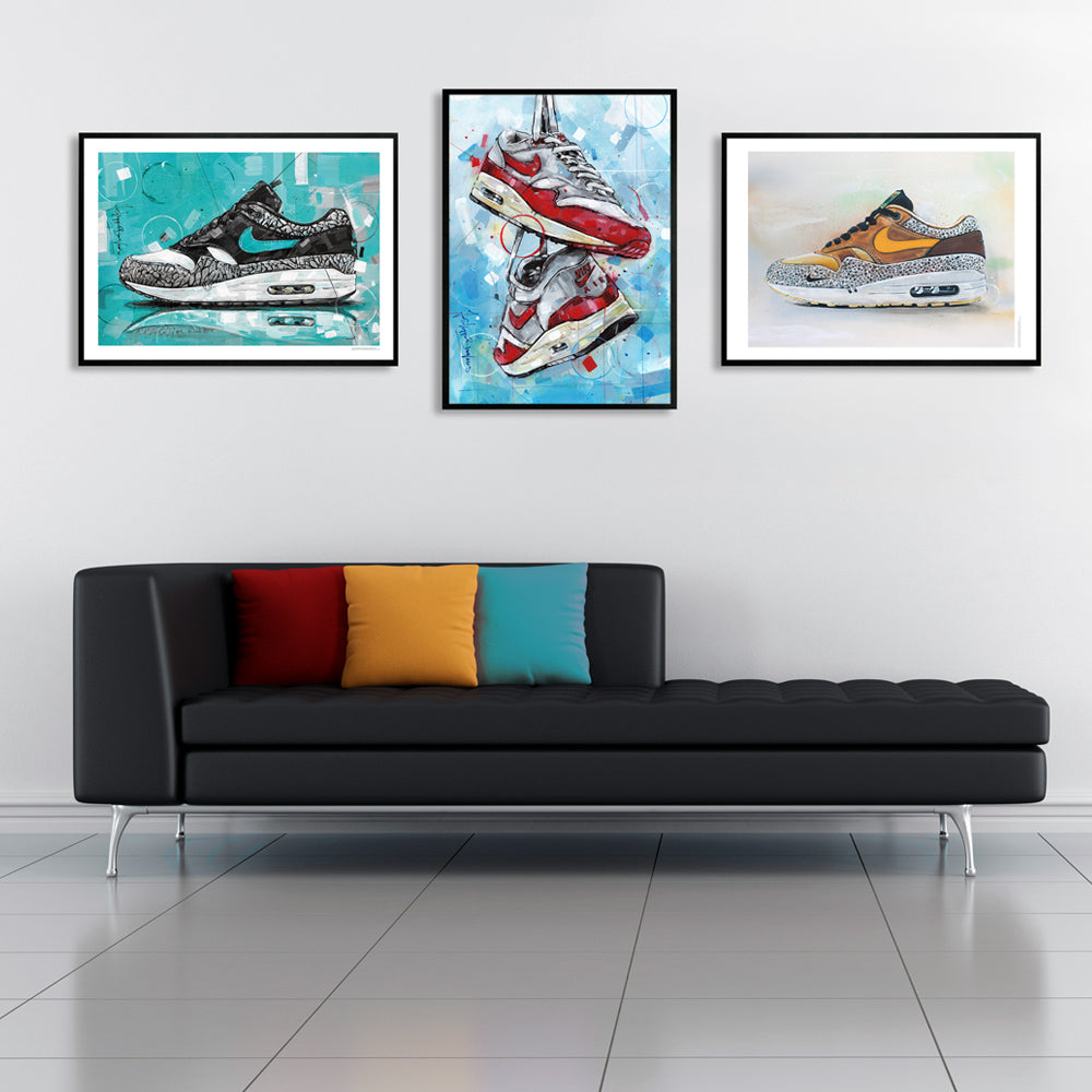 Nike Air Max 1 atmos elephant print 70x50 cm - framed & signed