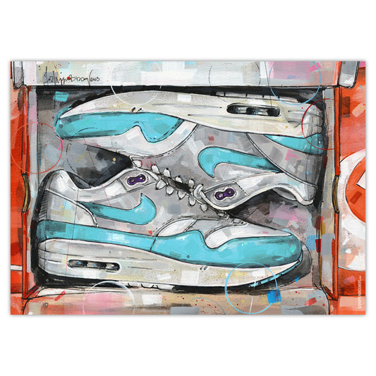 Nike Air Max 1 shoebox OG aqua purple Druck