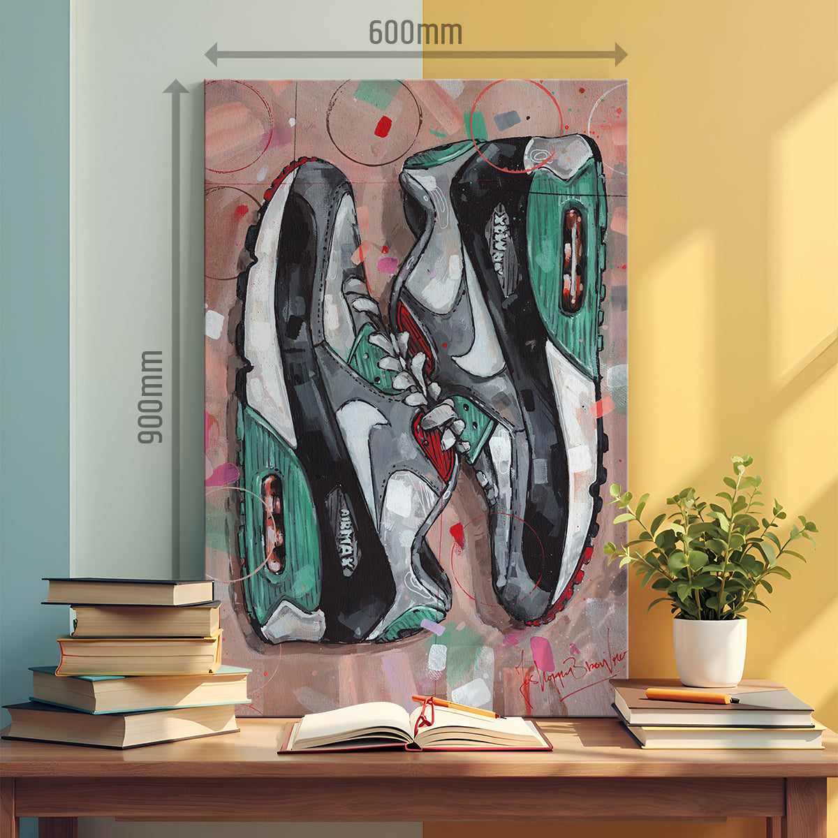 Nike Air Max 90 sideways green Leinwand