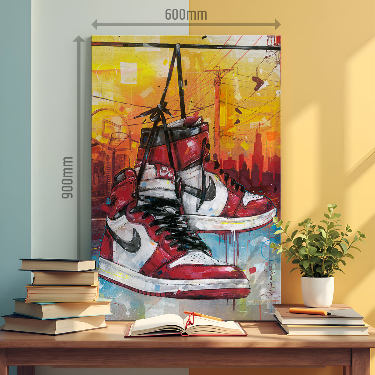 Nike Air Jordan 1 powerlines Chicago lienzo