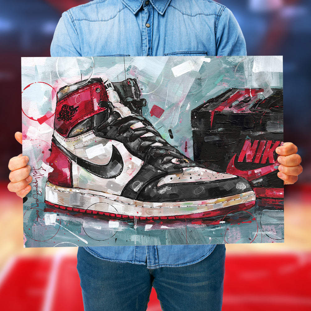 Nike Air Jordan 1 shoebox black toe imprimé 70x50 cm