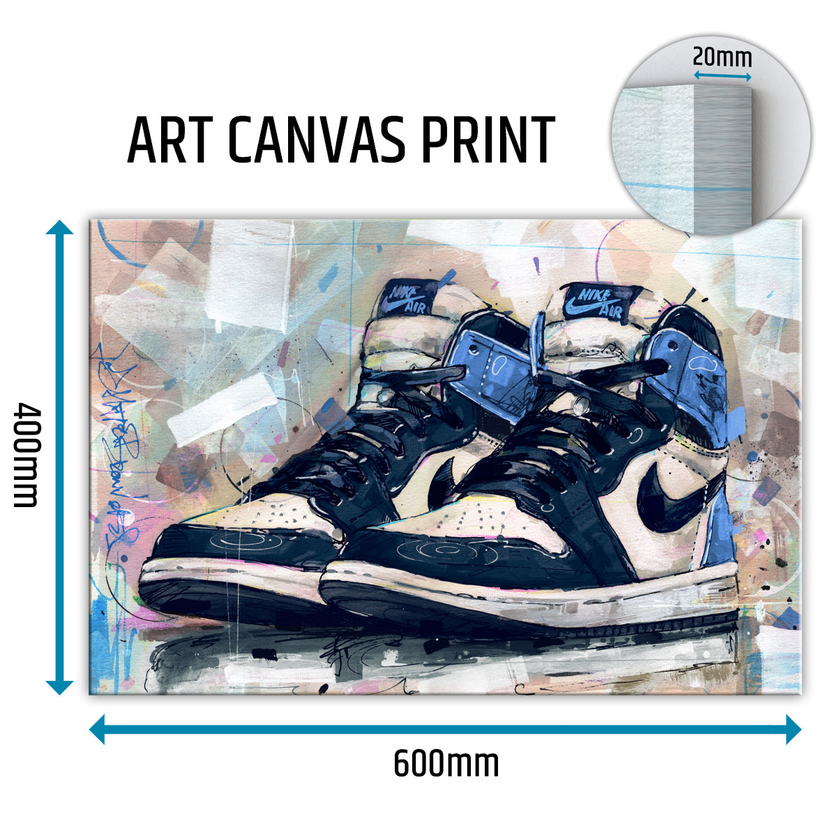 Nike Air Jordan 1 retro high obsidian blue toile 60x40 cm