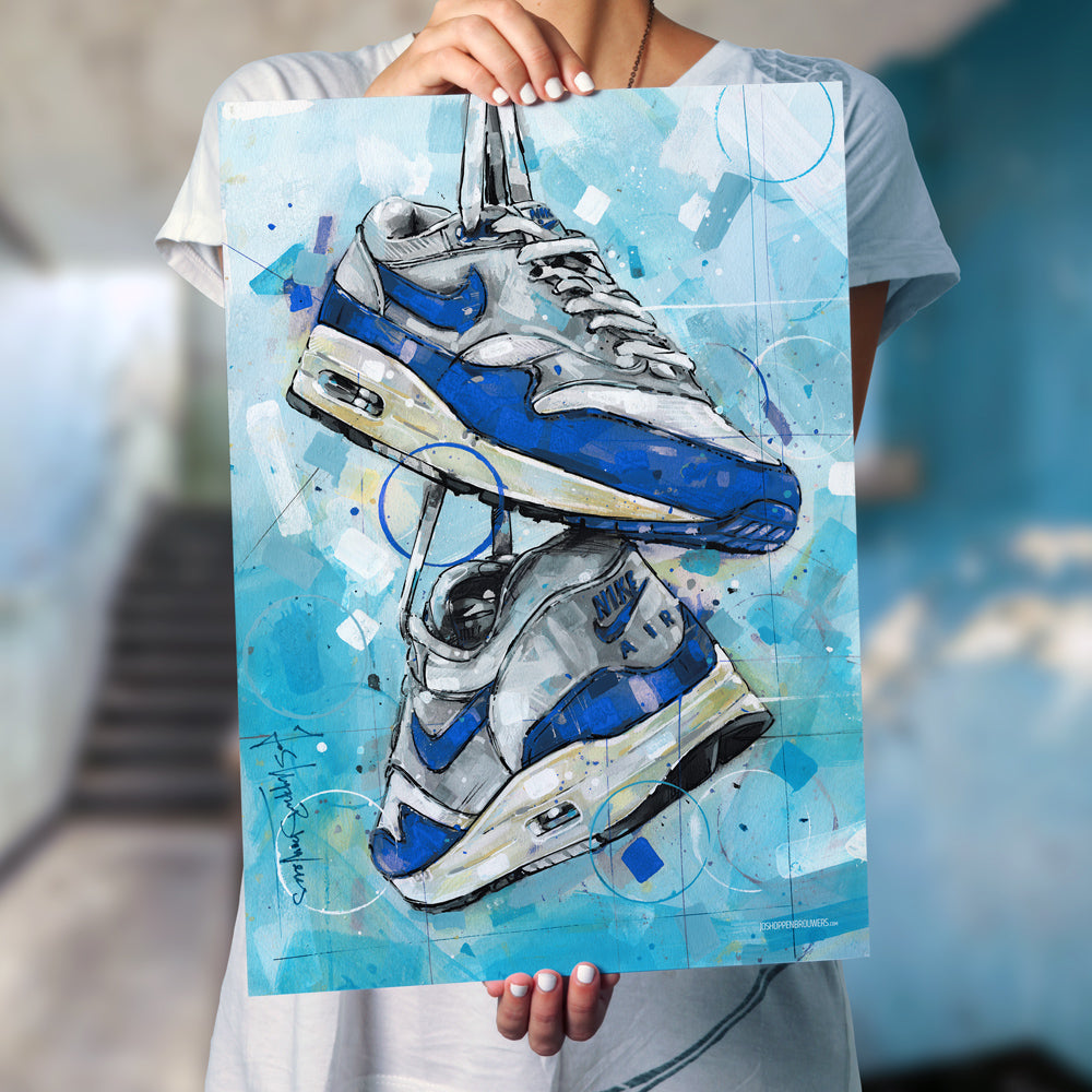 Nike Air Max 1 OG blue Druck 50x70 cm - gerahmt und signiert