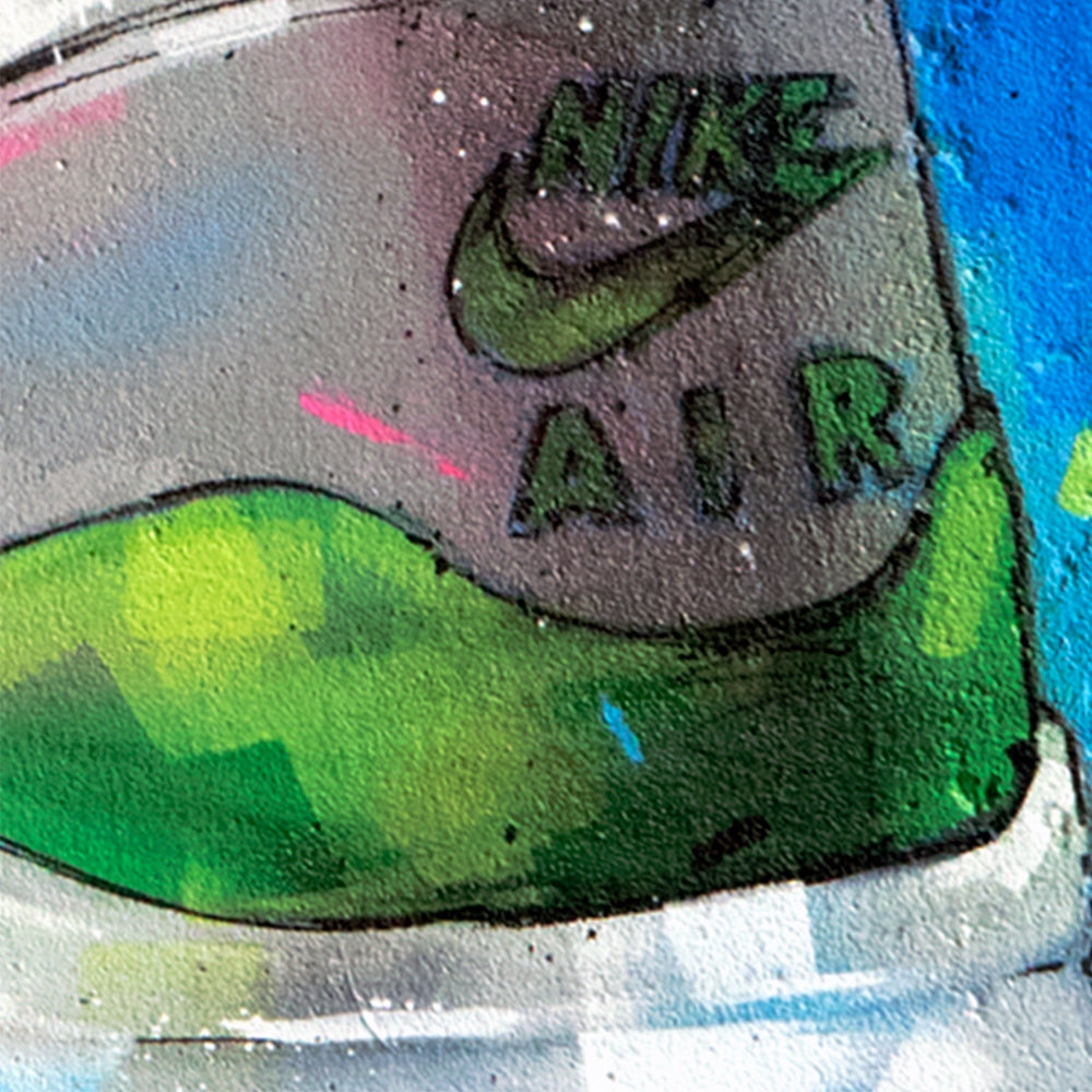 Nike Air Max 1 green graffiti print 50x70 cm - framed & signed