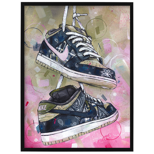 Nike Dunk low SB full colour estampado 50x70 cm - enmarcado y firmado