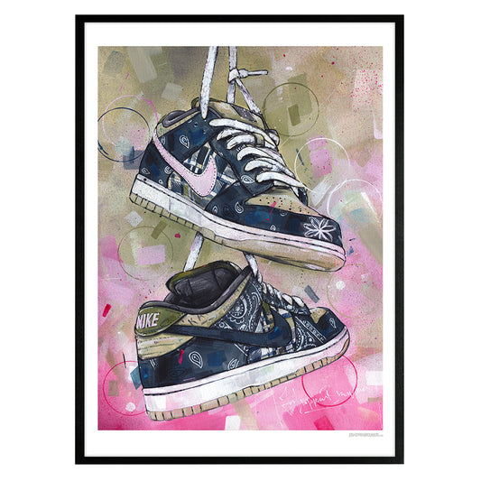 Nike Dunk low SB Druck 50x70 cm - gerahmt und signiert