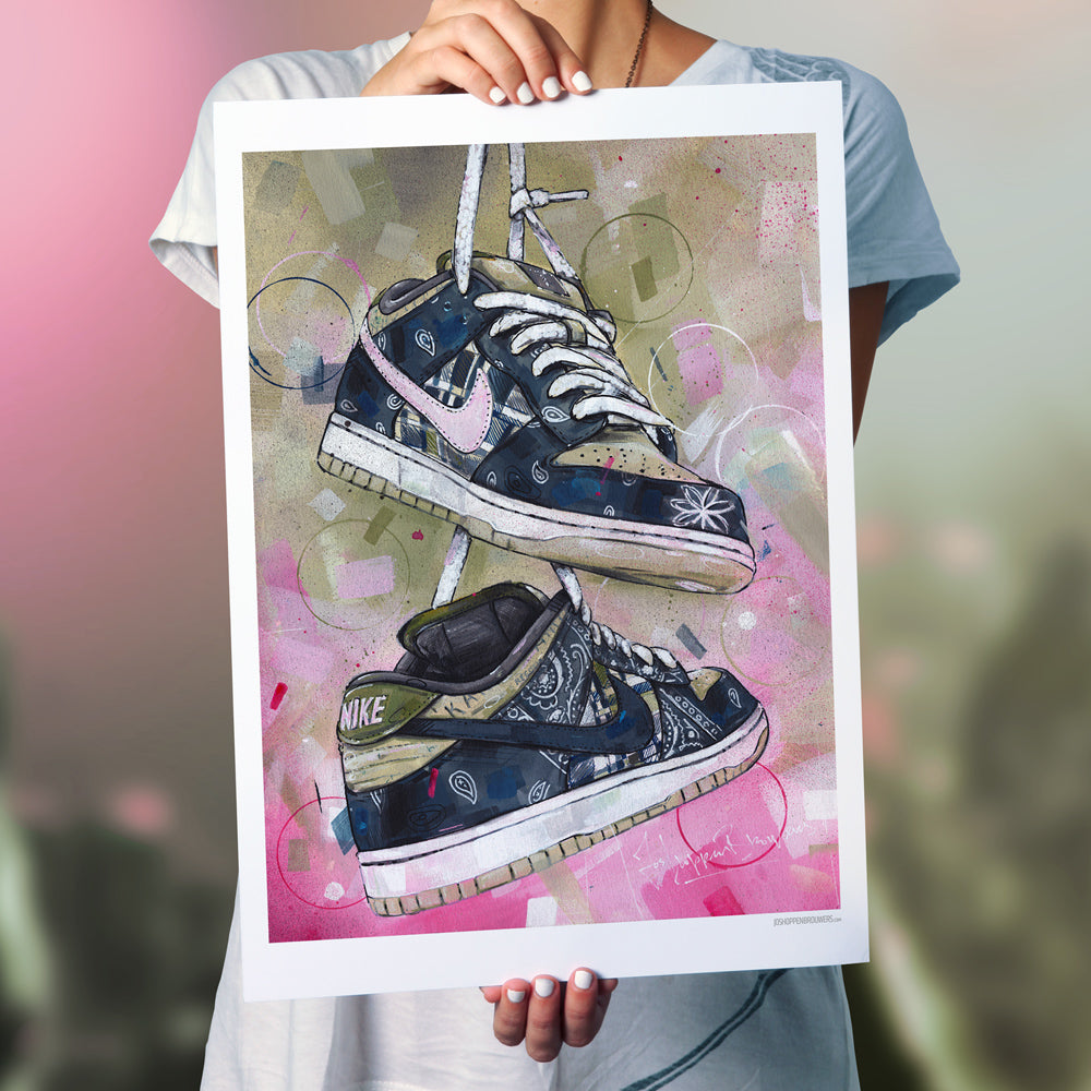 Nike Dunk low SB estampado 50x70 cm - enmarcado y firmado