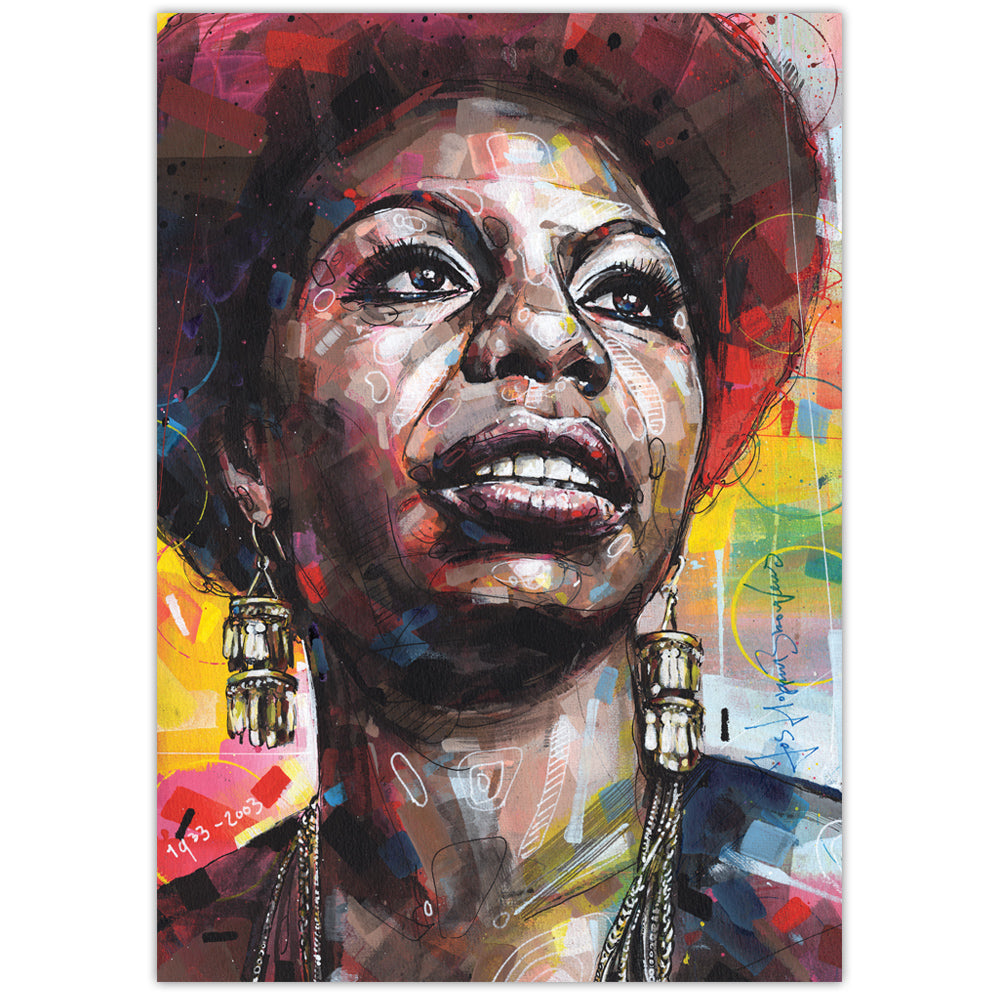 Nina Simone print 29,7x42 cm (A3) - ingelijst & gesigneerd