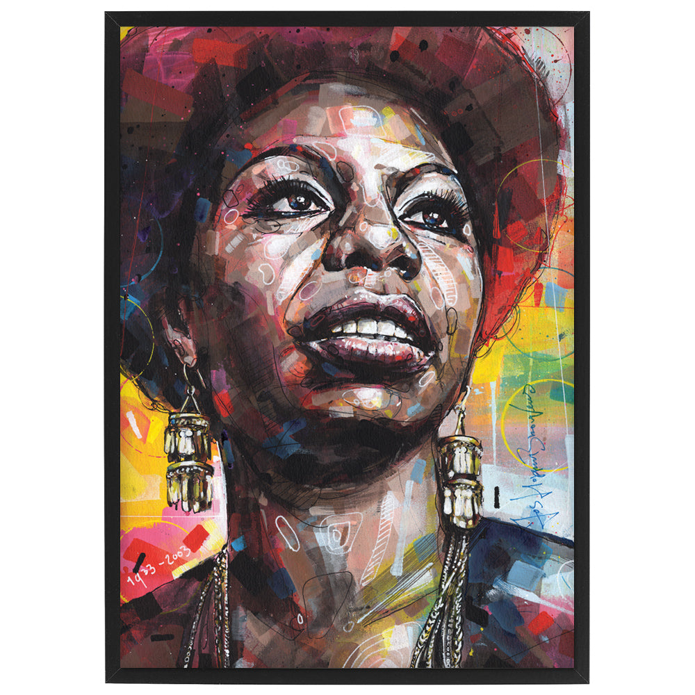 Nina Simone Druck 29,7x42 cm (A3) - gerahmt und signiert