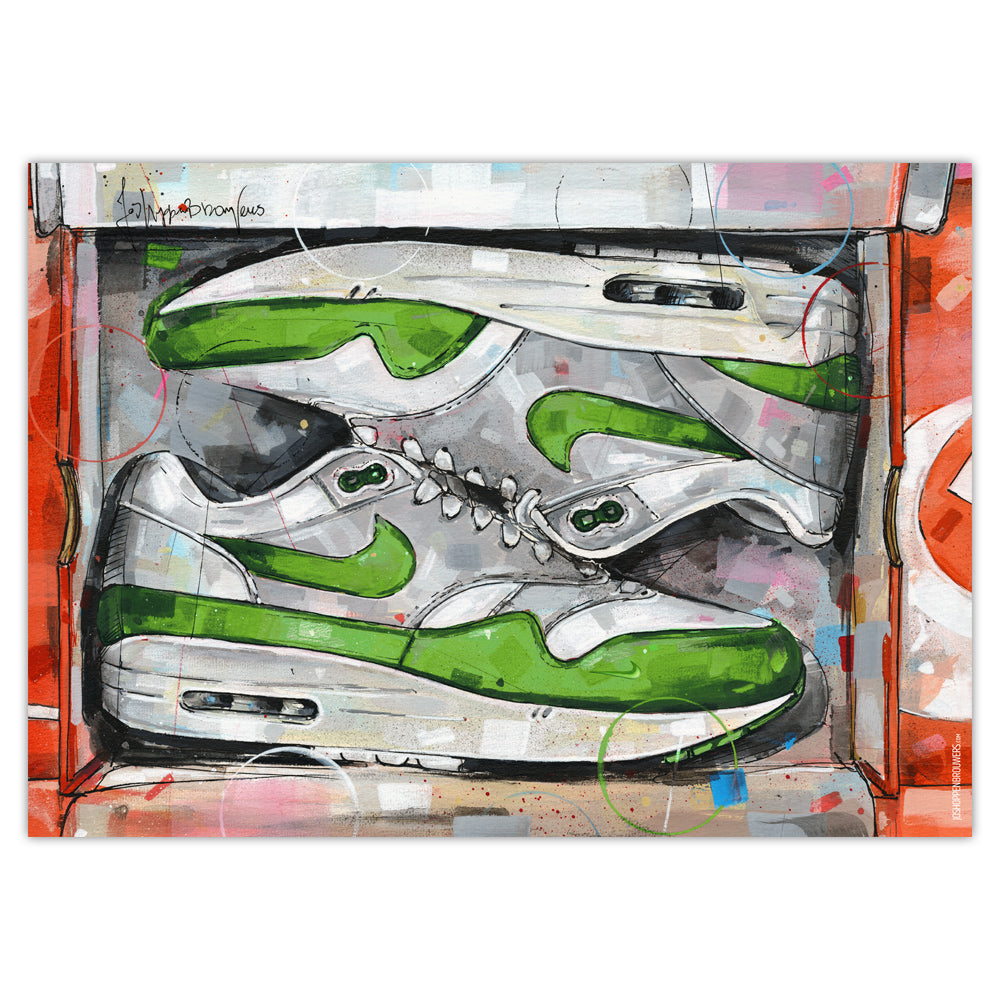 Nike Air Max 1 shoebox Patta green estampado 70x50 cm