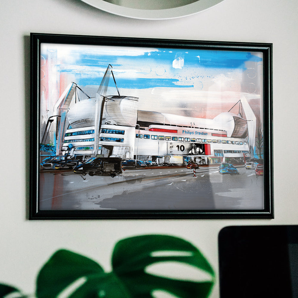 Eindhoven soccerstadium print 42x29,7 cm (A3) - ingelijst & gesigneerd