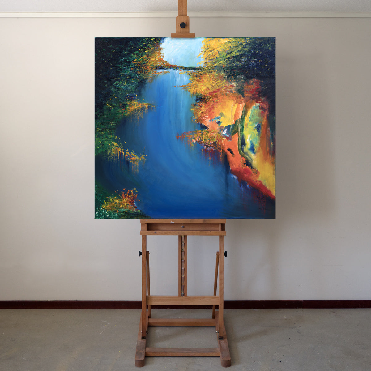 Rivier schilderij 100s100 cm