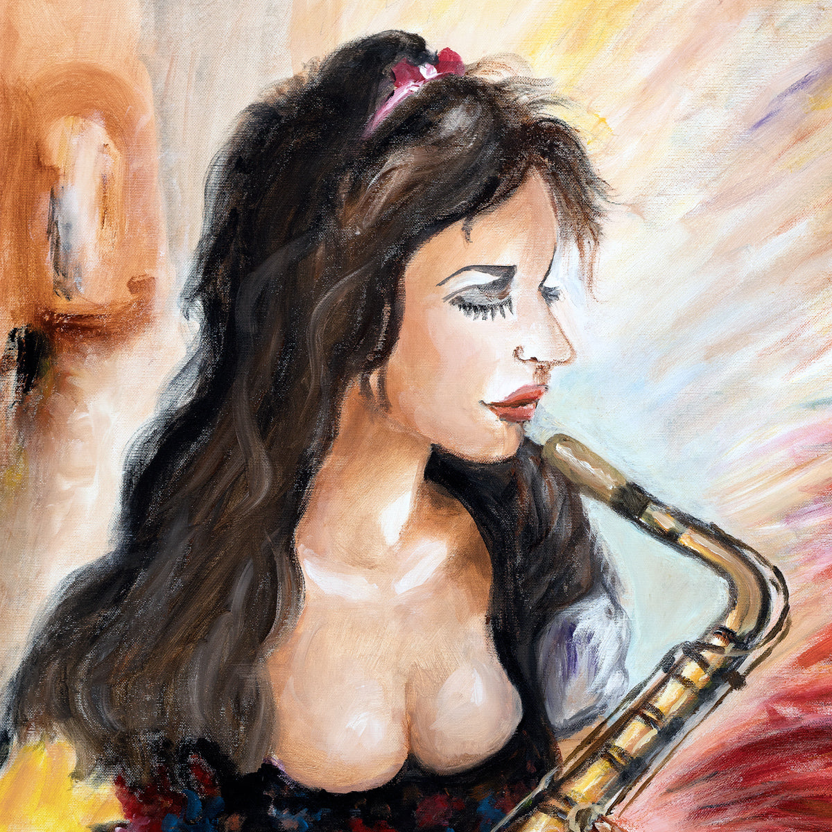 Saxophonist painting 80x100 cm