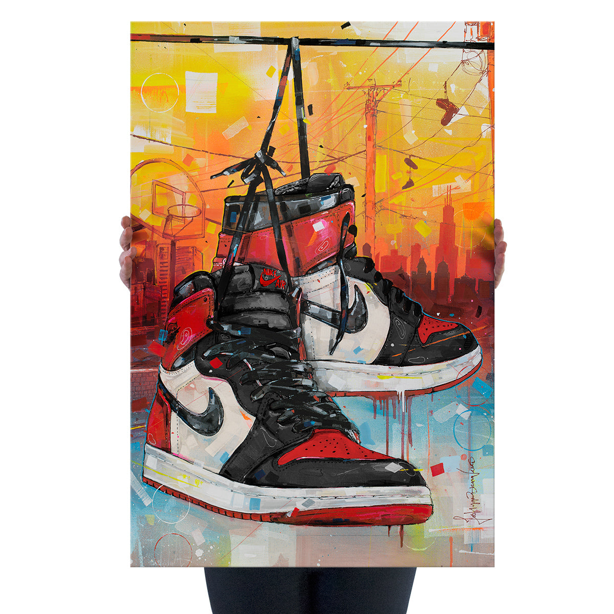 Nike Air Jordan 1 powerlines bred toe lienzo