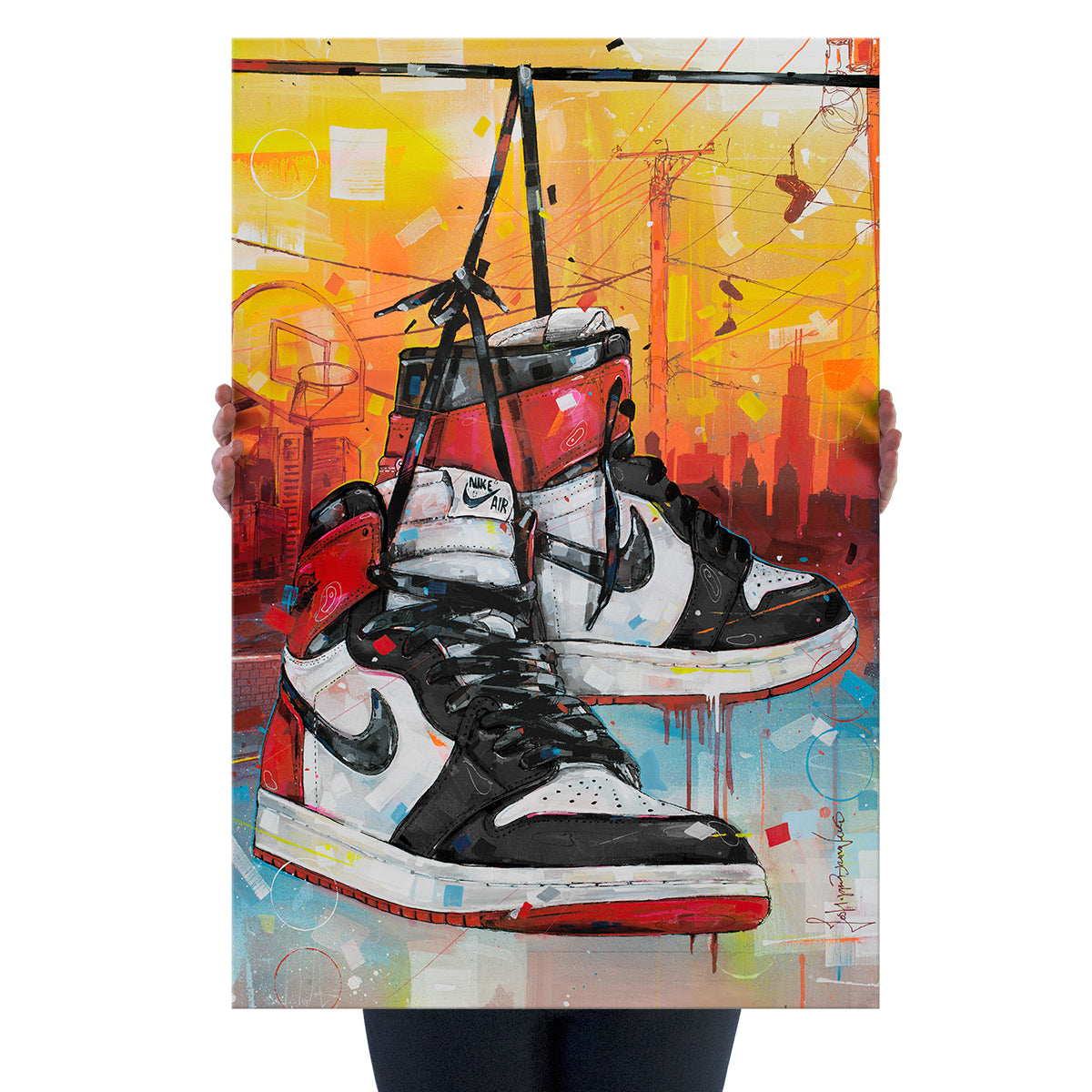 Nike Air Jordan 1 powerlines black toe lienzo