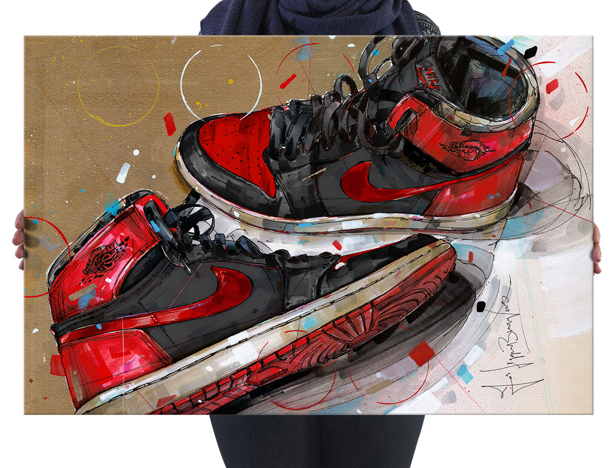 Nike Air Jordan 1 1984 banned bred lienzo