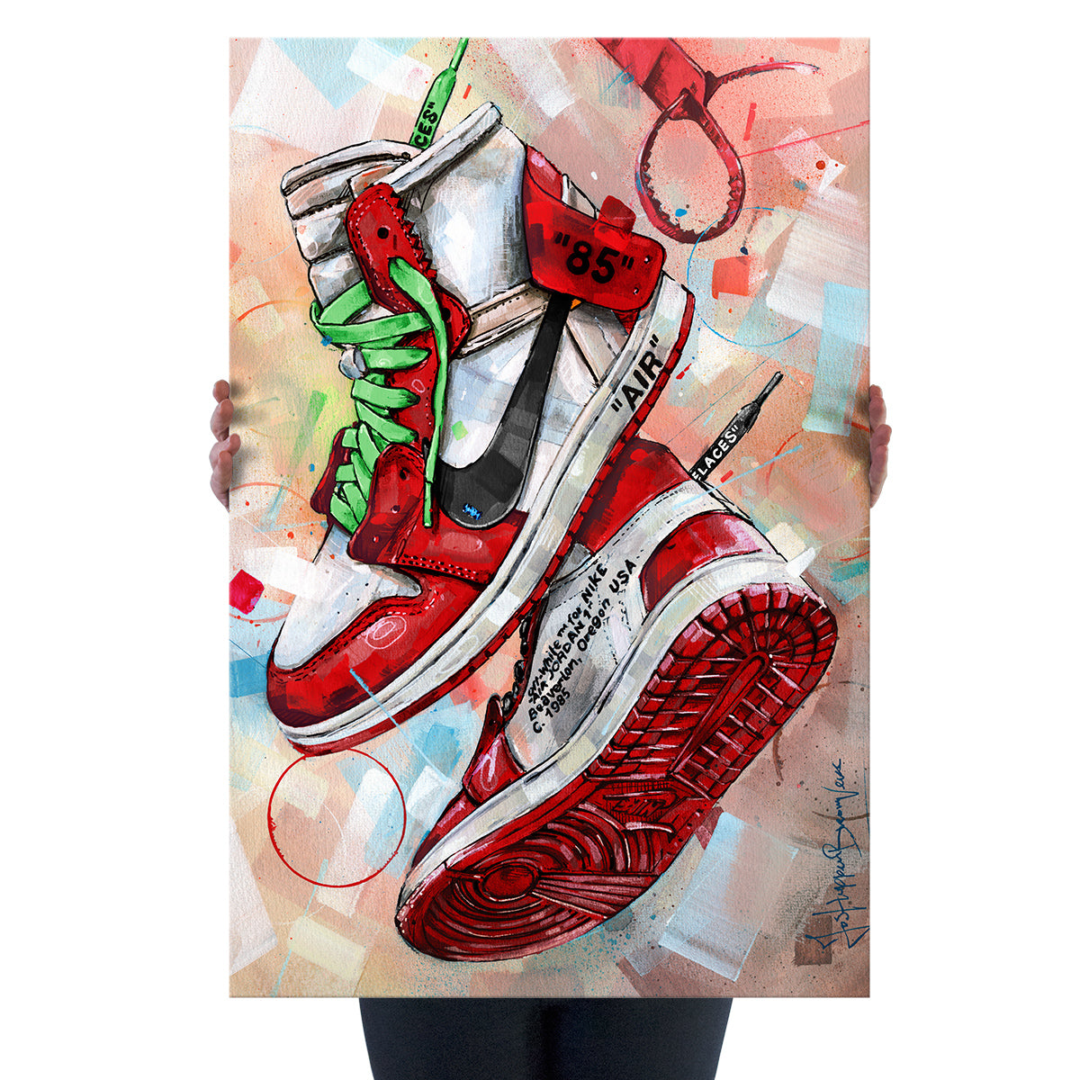 Nike Air Jordan 1 Off White Chicago - green laces canvas