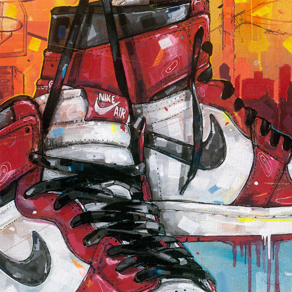 Nike Air Jordan 1 powerlines Chicago schilderij 60x80 cm