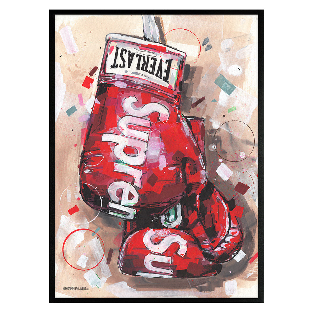 Rote Boxhandschuhe Druck