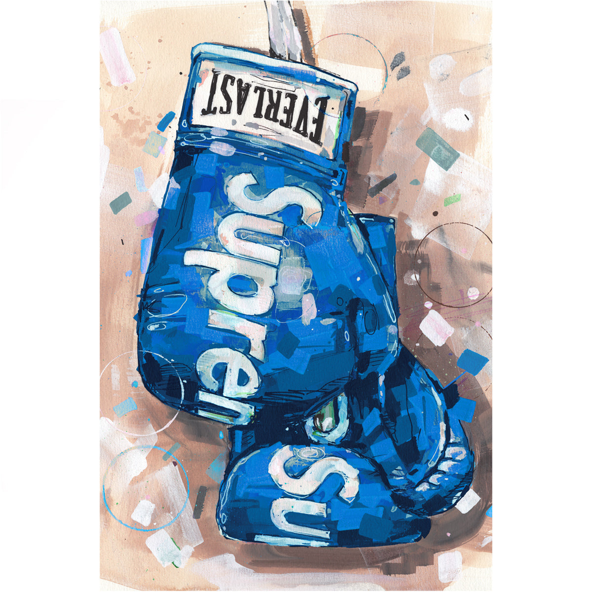 Azul guantes de boxeo lienzo 40x60 cm