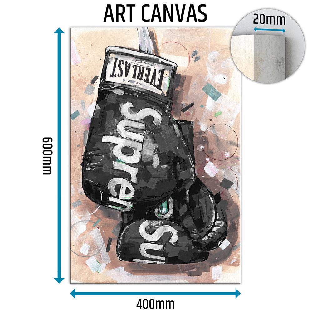 Black boxinggloves canvas 40x60 cm