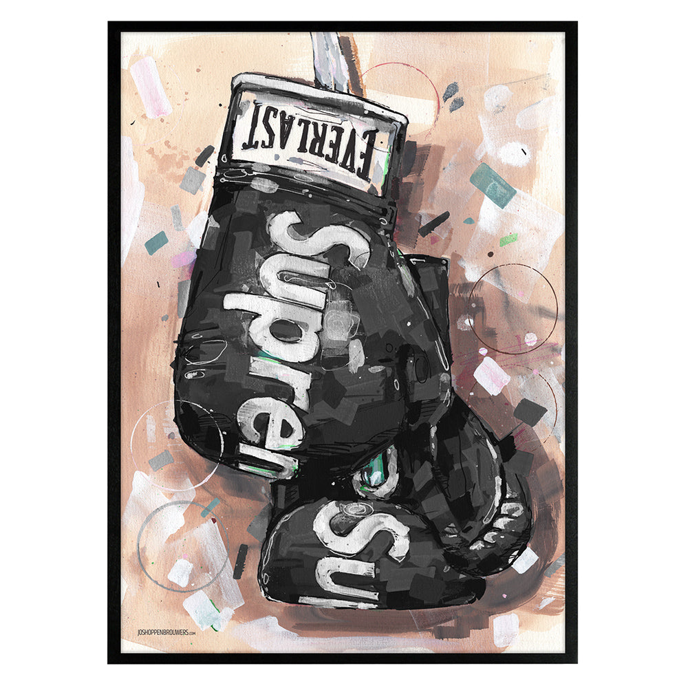 Zwarte bokshandschoenen print