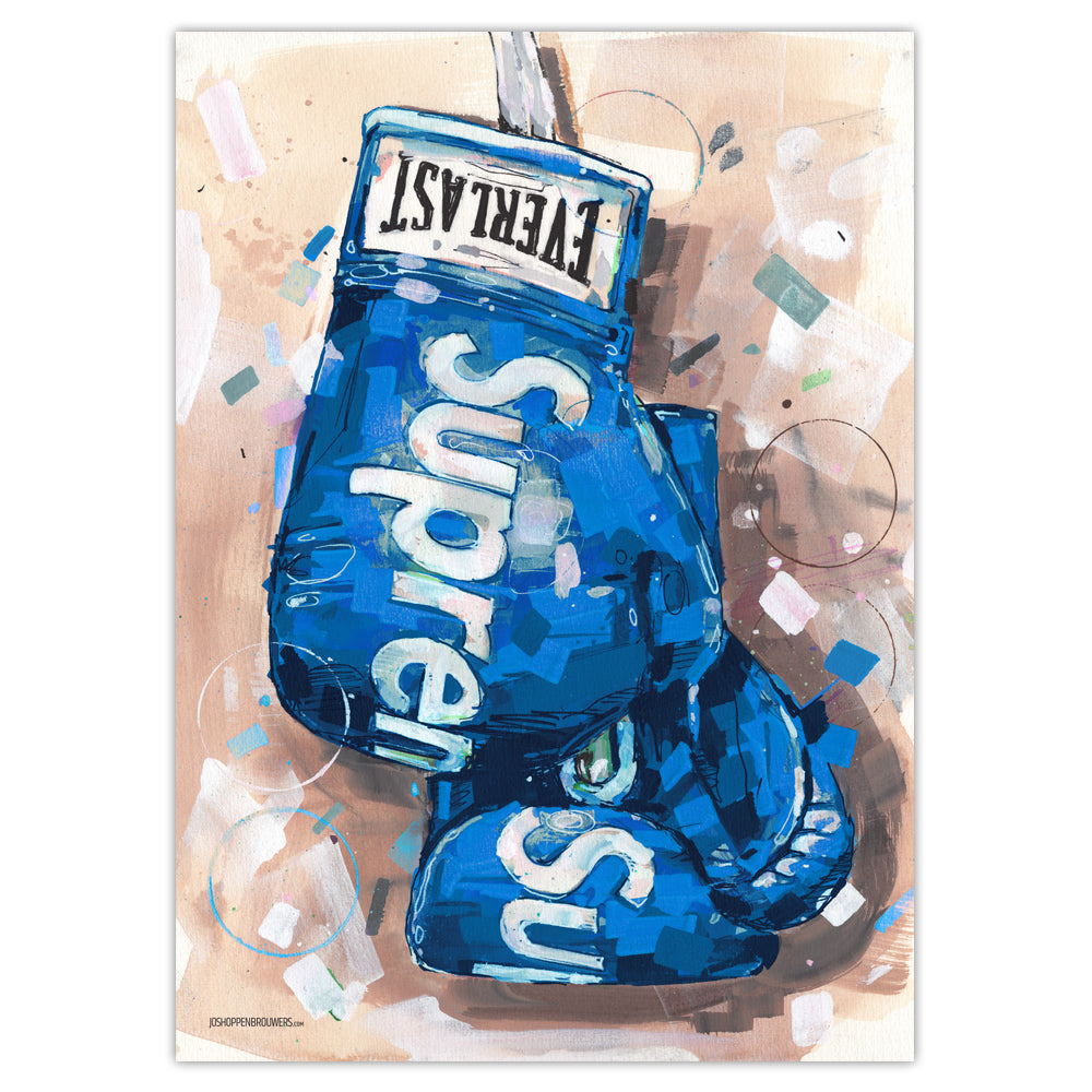 Blue boxinggloves print 50x70 cm